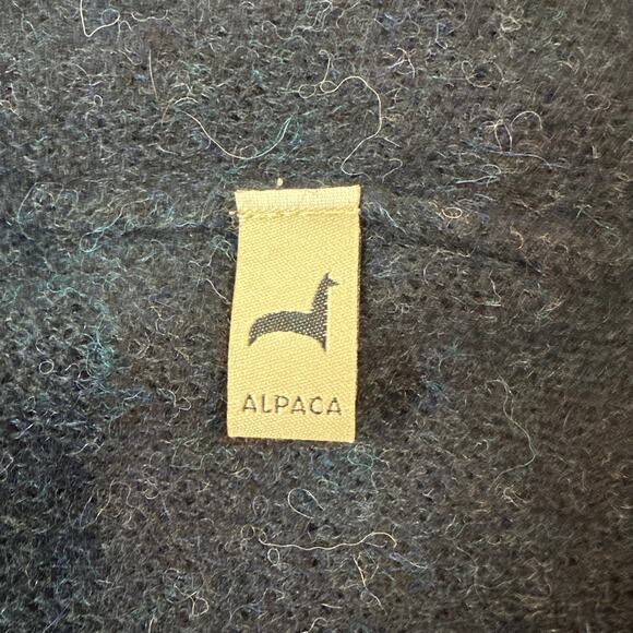 Peruvian Link Feather Cardigan Baby Alpaca Contrast Trim Fuzzy Crew Neck Sweater - Picture 10 of 12